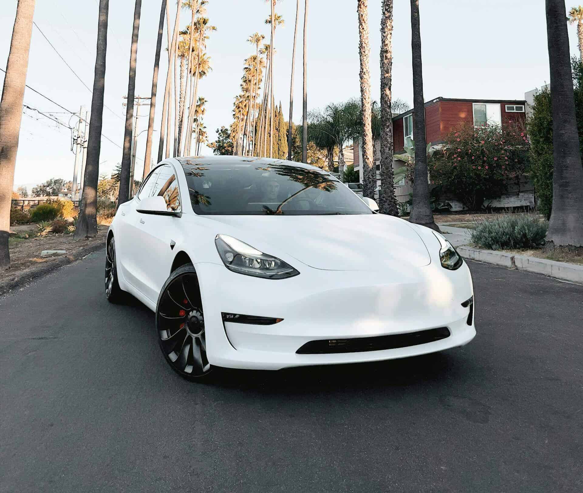 white tesla model y